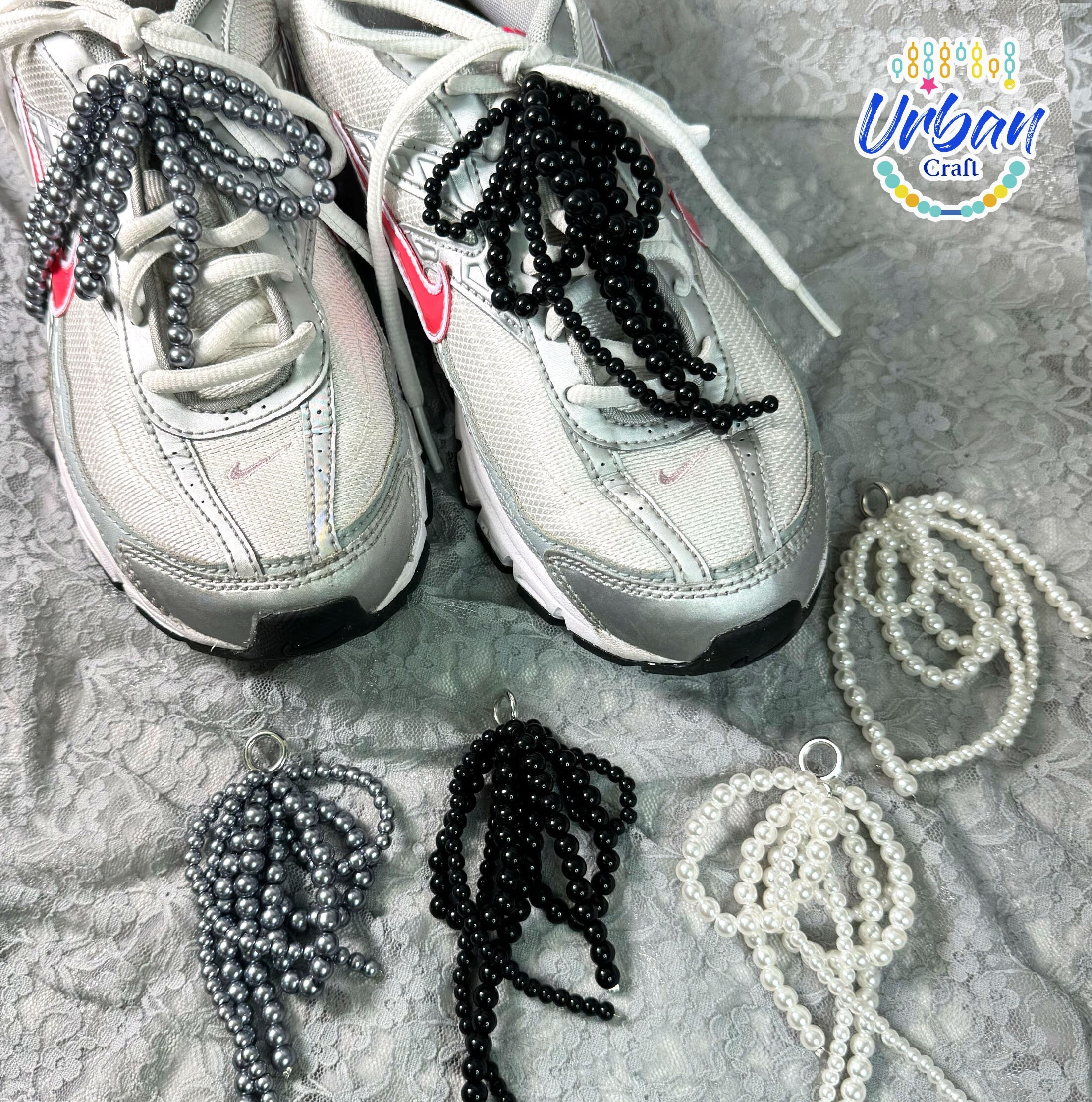 Pearl Bow Tassel Ribbon Sneakers Decoration, Y2K Shoe Lace