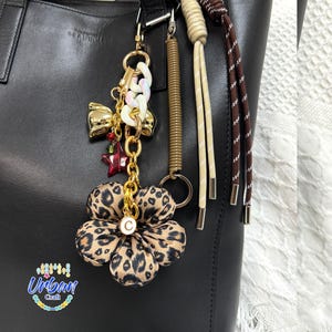 Leopard Print flower Knot Rope Bag Charms, Y2k Rope Bag Purse Charms, Keychain Accessories, Christmas Gift, Gift for her