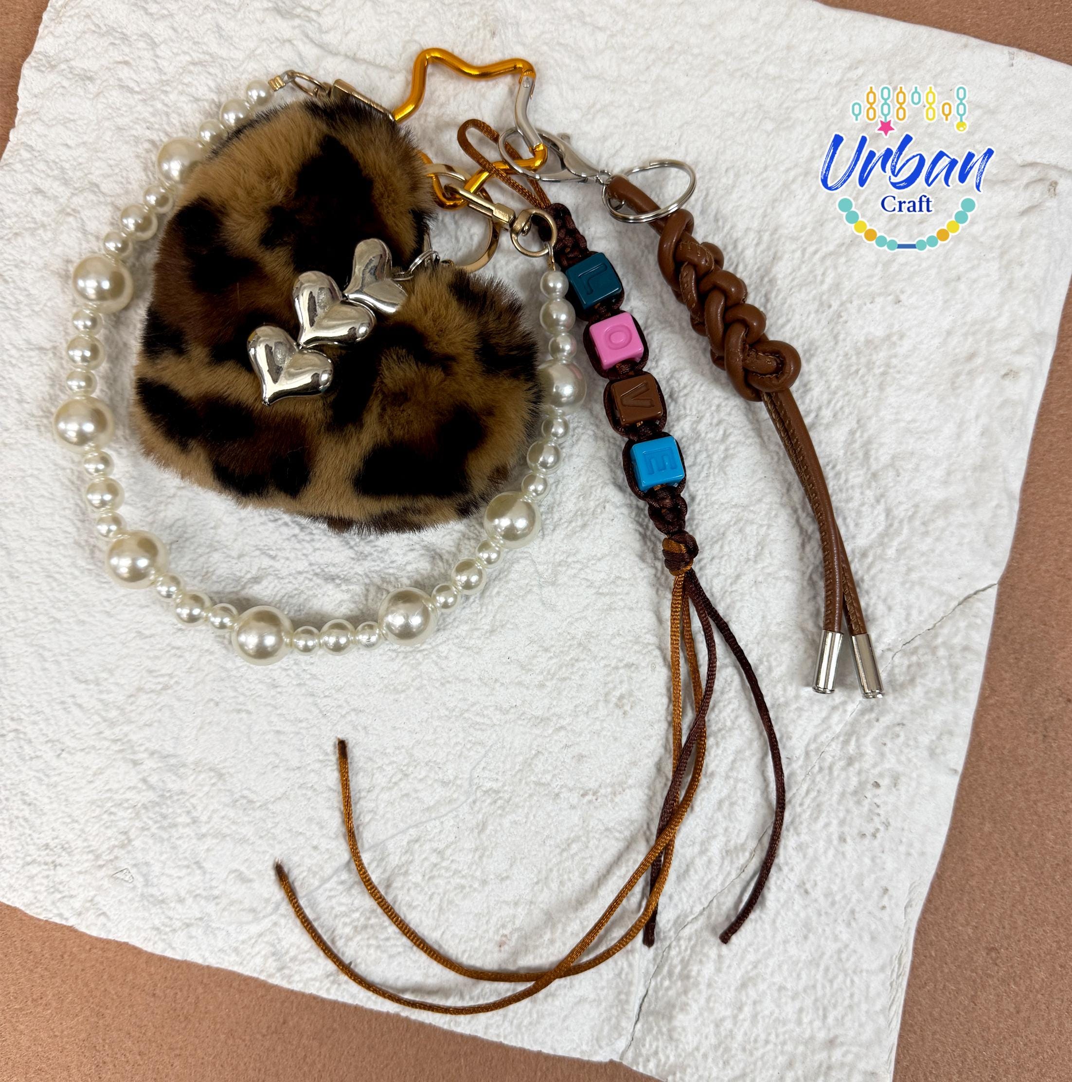 Leopard Heart Pom Pom Keychain, Love Rope Keychain, Y2k Rope Leopard Heart Pom Pom Keychain, Love Rope Keychain, Y2k Rope