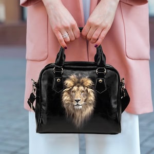 Bolso de mano pequeño de piel sintética resistente al agua con forma de león para ocasiones especiales, regalo perfecto para los amantes de los leones, correa de hombro extraíble