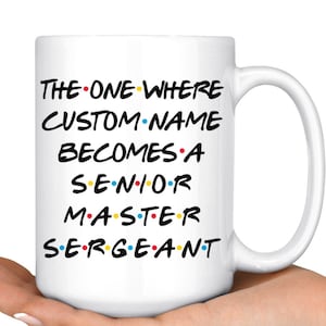 Personalizado Senior Master Sargento Taza de Café, SMSgt Promoción Presente, Mejor Maestro Sargento Carrera Trabajo, Regalo de Apreciación para Hombres y Mujeres