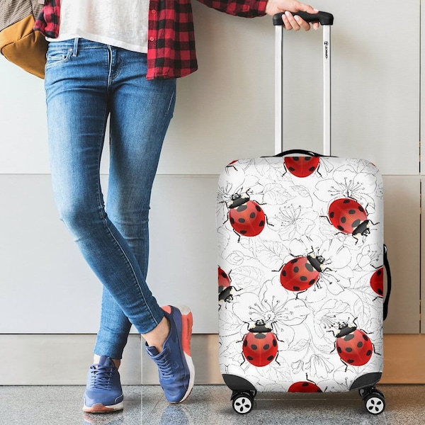 Housse de valise de bagage Ladybug, Article cadeau Ladybird, Protecteur de bagages, Emballage de bagage personnalisé, Décoration de housse de bagage en tissu Ladybug