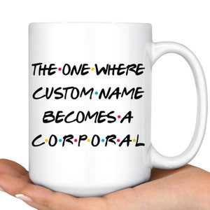 Gepersonaliseerde korporaal koffie mok, korporaal bevorderd cadeau idee, leger Rank present gift, korporaal Coffee Cup, promotie geschenk voor vrouwen en mannen