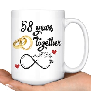 58th Wedding Anniversary Gift For Him And Her, Married For 58 Years, 58th Anniversary Mug For Husband & Wife, 58 Years Together With Her