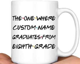 Personalizado 8th Grado Graduación Taza de Café, Octavo Grado Graduado Presente, Regalo de Apreciación para 8o Grado Niñas & Niños