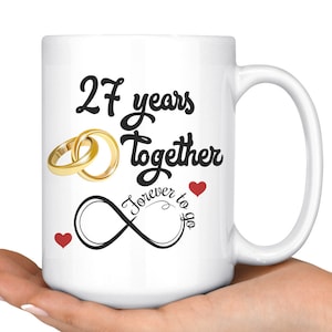 27th Wedding Anniversary Gift For Him And Her, Married For 27 Years, 27th Anniversary Mug For Husband & Wife, 27 Years Together With Her