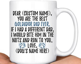 Personalized Goldador Dog Dad Mug, Golden Lab Dog Men Gifts, Goldador Daddy Mug, Cross-Breed Labrador and Golden Retriever Dog Owner Gift