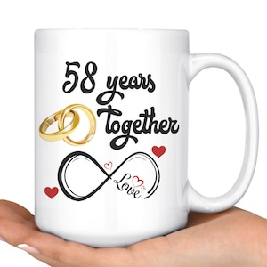 58th Wedding Anniversary Gift For Him And Her, 58th Anniversary Mug For Husband & Wife, Married For 58 Years, 58 Years Together With Her