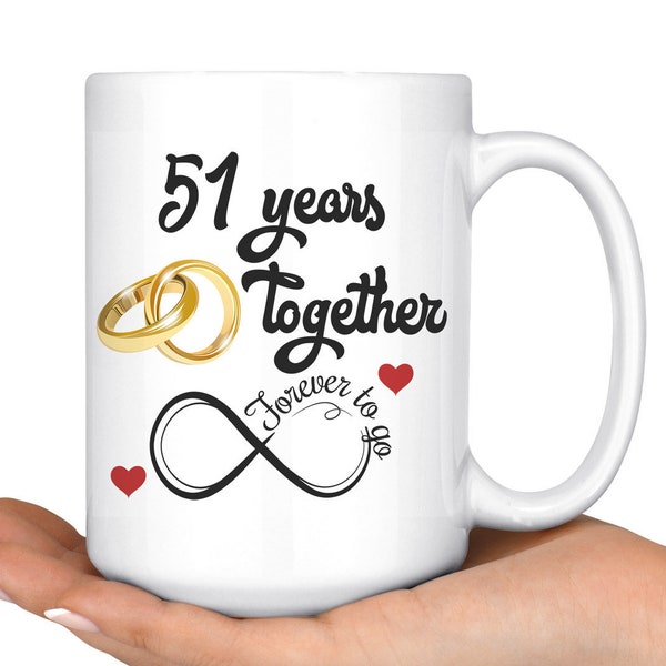 51st Wedding Anniversary Gift For Him And Her, Married For 51 Years, 51st Anniversary Mug For Husband & Wife, 51 Years Together With Her