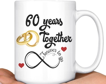 Diamond Anniversary Gift For Him And Her, Married For 60 Years, 60th Anniversary Mug For Husband & Wife, 60 Years Together With Her