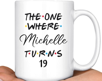 Taza personalizada del 19 o cumpleaños, fiesta del cumpleaños feliz 19, regalo del cumpleaños 19 para ella ; él, taza de cumpleaños de diecinueve, regalo del cumpleaños diecinueve