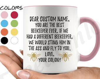7 Colors Personalized Beekeeper Mug, Beekeeper Gift For Women And Men, Beekeeping Gifts, Bee Lover Gift, Beekeeping Mug, Bee Owner Gift