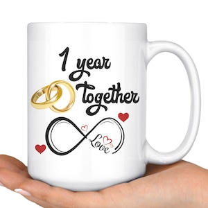 First Wedding Anniversary Gift For Him And Her, 1st Anniversary Mug For Husband & Wife, 1 Year Together, Married 1 Year, 1 Year With Her