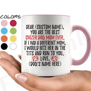 Personalizado Chizer perro mamá regalos, Schnauchi perro taza de café, Schnizer regalos de perro para las mujeres, cross-breed Chihuahua & Mini Schnauzer mamá regalo