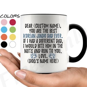 Personalized Korean Jindo Dad Gifts, Korean Jindo Dog Owner Coffee Mug, Chindo Gifts For Men, Jindo Dog Dad Present, Jindo Gae Daddy Mug