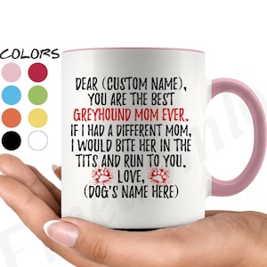 Personalisierte Greyhound Mom Gifts, Greyhound Mommy Mug, English Greyhound Owner, American Greyhound Dog Women Gifts, Greyhound Mom Present
