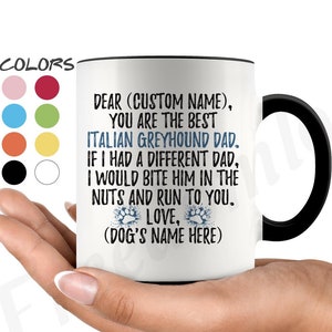 Personalized Italian Greyhound Dog Dad Mug, Galgo Italiano Dog Owner, Piccolo Levriero Dog Men Gifts, Italian Greyhound Daddy Present Gift