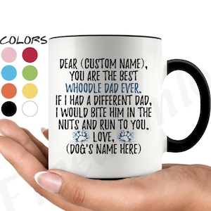 Personalized Whoodle Dog Dad Mug, Whoodle Men Gifts, Whoodle Dog Daddy Mug, Cross-Breed Wheaten Terrier And Poodle Dog Owner Present Gift