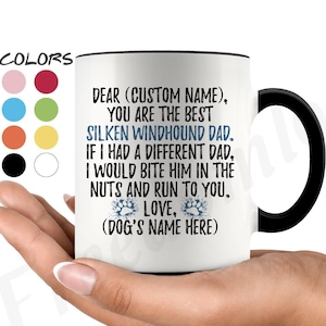 Personalized Silken Windhound Dad Gifts, Silken Dog Owner Coffee Mug, Silken Windhound Gifts For Men, Silken Dog Daddy Present Gift