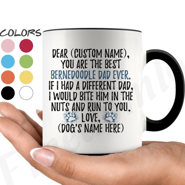 Gepersonaliseerde Bernedoodle Dog Dad Mug, Bernedoodle Mannen Geschenken, Bernedoodle Dog Daddy Mug, Cross-Breed Bernedoodle Dog Owner Present Gift