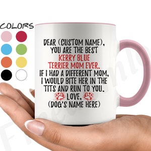 Personalized Kerry Blue Terrier Dog Mom Coffee Mug, Kerry Dog Owner, Irish Blue Terrier Dog Women Gifts, Kerry Blue Terrier Mommy Present