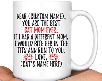 Regalos Personalizados Cat Mom, Regalos De Gato Para Mujeres, Taza Cat Mom, Mejor Cat Mom Ever, Regalo Divertido De Gato, Regalos Cat Lover, Taza de Café Cat Lady