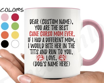 Personalized Cane Corso Dog Mom Mug, Italian Mastiff Women Gifts, Cane Corso Mommy Mug, Cane Corz Owner Present Gift, Cane Di Macellaio Mug