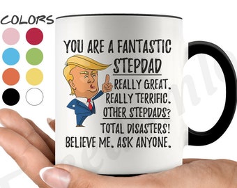 Caneca de café fantástica e engraçada para padrasto, presentes Trump para padrasto, melhor presente de aniversário para padrasto, ideias engraçadas para presentes para padrasto, presente exclusivo para padrasto