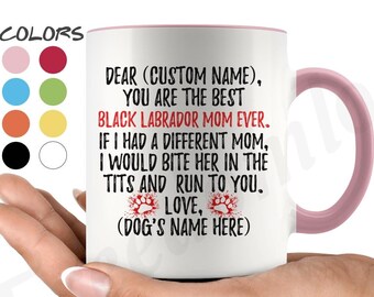 Personalized Black Labrador Retriever Dog Mom Gifts, Black Labrador Owner Mug, Black Labrador Gifts For Women, Labrador Mommy Present Gift