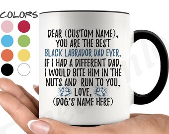 Personalized Black Labrador Retriever Dog Dad Gifts, Black Labrador Owner Mug, Black Labrador Gifts For Men, Labrador Daddy Present Gift
