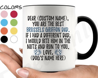 Personalized Brussels Griffon Dog Dad Mug, Griffon Dog Men Gifts, Belgian Griffon Dog Daddy Mug, Griffon Belge Dog Owner Present Gift