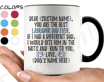 Personalizado Labrador papá regalos, labrador retriever propietario taza de café, labrador regalos para hombres, Labrador papá regalo, perro de laboratorio papá