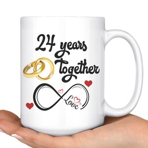 Regalo de aniversario de bodas 24 para él y ella, taza de 24 aniversario para marido y mujer, casado durante 24 años, 24 años junto con ella