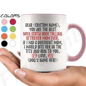 Caneca personalizada da mãe do cão Retriever do pato da Nova Escócia, proprietária do cão Toller, presentes femininos do cão pequeno pato do rio, presente da mamãe do cão Scotty