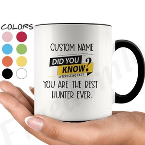 Hunter taza de café, hunter regalos personalizados, mejor regalo de cumpleaños cazador, regalo de graduación cazador, regalo de apreciación cazador