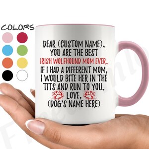 Personalisierte irische Wolfshund Mom Gifts, Irish Wolfhound Mommy Mug, Wolfhound Owner, Wolfhound Dog Women Gifts, Cú Faoil Dog Mom Geschenk