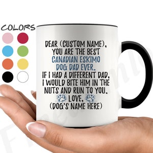 Personalized Canadian Eskimo Dog Dad Gifts, Qimmiq Dog Owner Coffee Mug, Canadian Inuit Dog Gifts For Men, Exquimaux Husky Daddy Present