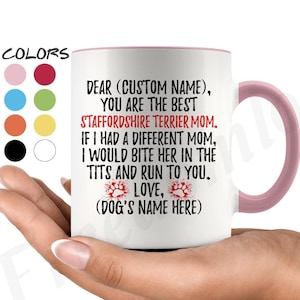 Personalized American Staffordshire Terrier Mom Gifts, Best Staffy Dog Mommy Mug, Staffy Owner Cup, Staffy Terrier Dog Women Present Gift