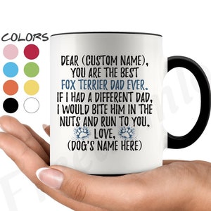 Personalized Fox Terrier Dog Dad Mug, Fox Terrier Men Gifts, Foxie Dog Daddy Mug, Smooth Fox Terrier Owner Present, Best Fox Terrier Dog