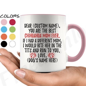 Personalized Chihuahua Dog Mom Mug, Chihuahua Women Gifts, Chiwawa (Misspelled) Dog Mommy Mug, Chihuahua Dog Owner Gift, I Love Chihuahuas