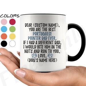 Personalized Portuguese Pointer Dad Gift, Perdigueiro Português Owner Mug, Portuguese Pointing Dog Men Gifts, Portuguese Pointer Dog Daddy