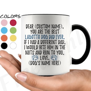 Personalized Lagotto Dog Dad Coffee Mug, Romagna Water Dog Owner, Lagotto Romagnolo Dog Men Gifts, Water Dog of Romagna Daddy Present Gift