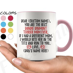 Personalized Dandie Dinmont Terrier Dog Mom Coffee Mug, Dandie Dog Owner, Hindlee Terrier Dog Women Gifts, Dandie Dog Mommy Present Gift