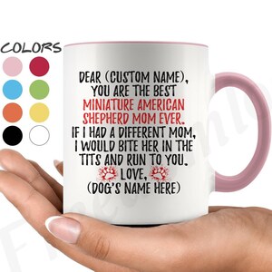 Personalizado miniatura estadounidense pastor perro mamá taza de café, pastor norteamericano propietario, mas perro mujeres regalos, Ameri mamá regalo regalo