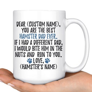 Personalisierte Hamster Papa Geschenke, Hamster Papa Becher, Hamster Besitzer, Hamster Geschenke für Männer, Ich liebe Hamster Geschenk, Hamster Vater Geschenk