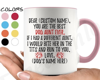 Personalized Dog Aunt Mug, Dog Aunt Present Gift, Dog Aunt Coffee Mug, K9 Aunt, Best Aunt Dog Owner Gift, Aunt Of Dogs, Best Dog Auntie Mug