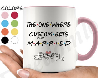 7 Colors Personalized Women Wedding Gift With Custom Date, Marriage Gift, Just Married Coffee Cup, Bridal Shower, Newlywed Mug, Bridal Party