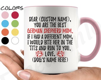 Personalized German Shepherd Dog Mom Coffee Mug, Alsatian Dog Women Gifts, German Shepherd Mommy Mug, Berger Allemand Owner Present Gift