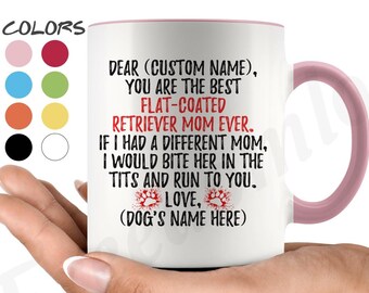 Personalized Flat-Coated Retriever Dog Mom Coffee Mug, Flatcoat Dog Owner, Flatte Retriever Dog Women Gifts, Flattie Dog Mommy Present Gift