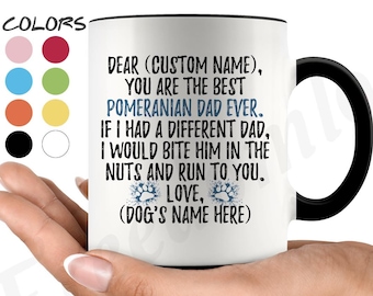 Personalized Pomeranian Dog Dad Mug, Pompom Dog Men Gifts, Pom Dog Daddy Mug, Pomeranian Dog Owner Present Gift, I Love Tumbleweed Dog